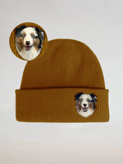Custom Wool Needle Felt Embroidered Pet Portraits Beanie