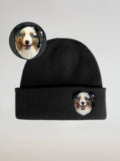 Custom Wool Needle Felt Embroidered Pet Portraits Beanie